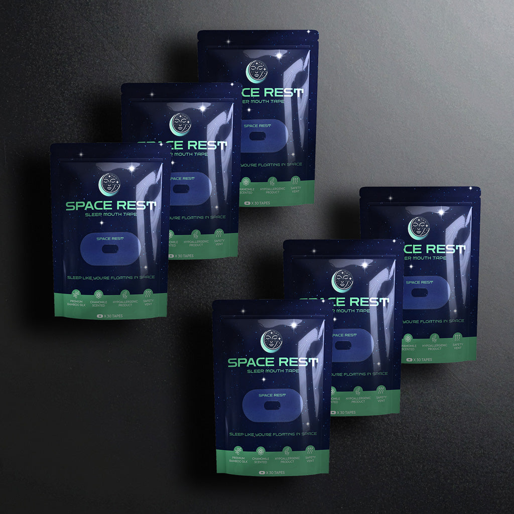 Multiple packages of 'Space Rest' and 'CE Rest' on a dark background