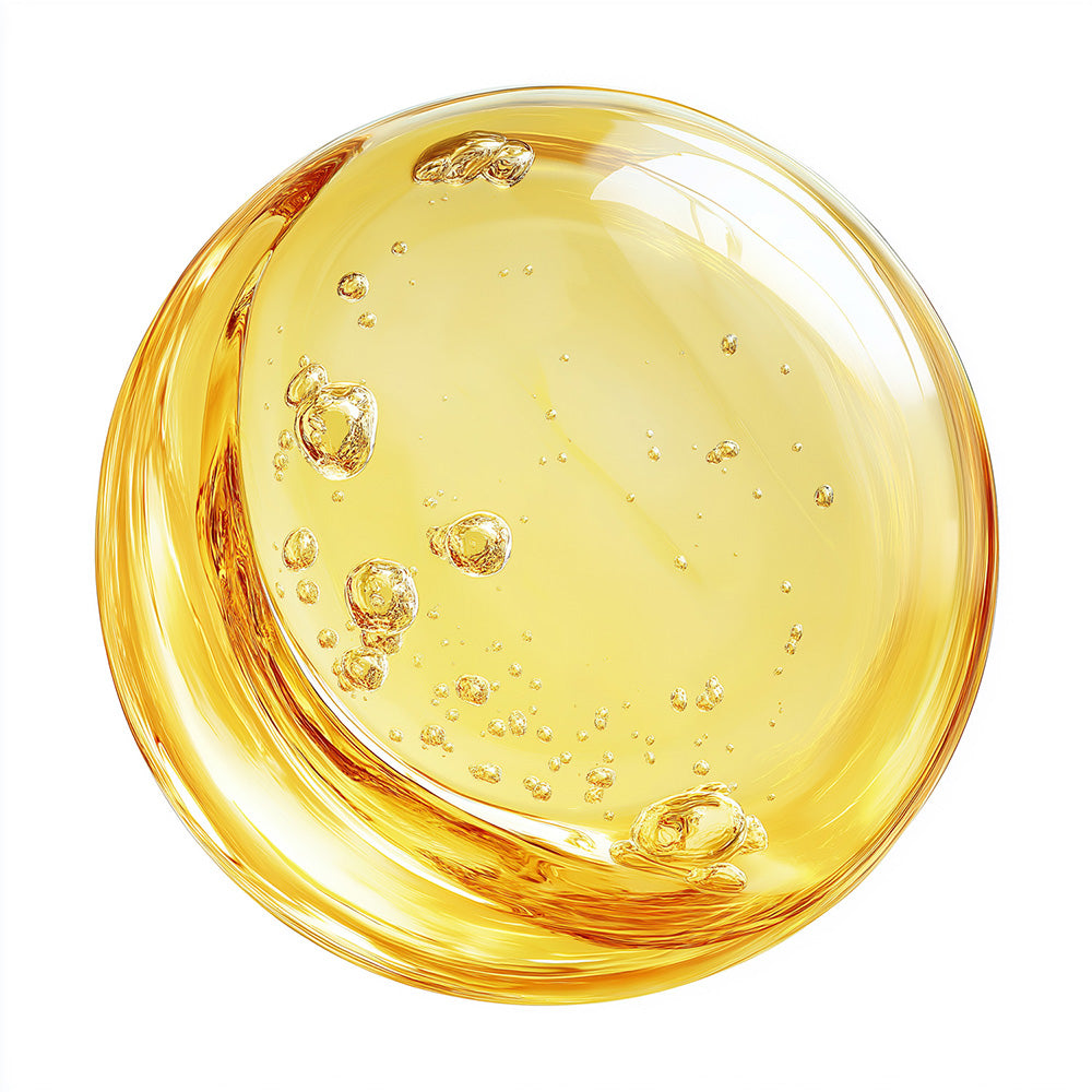 Closeup of a single drop of organic chamomile liquid