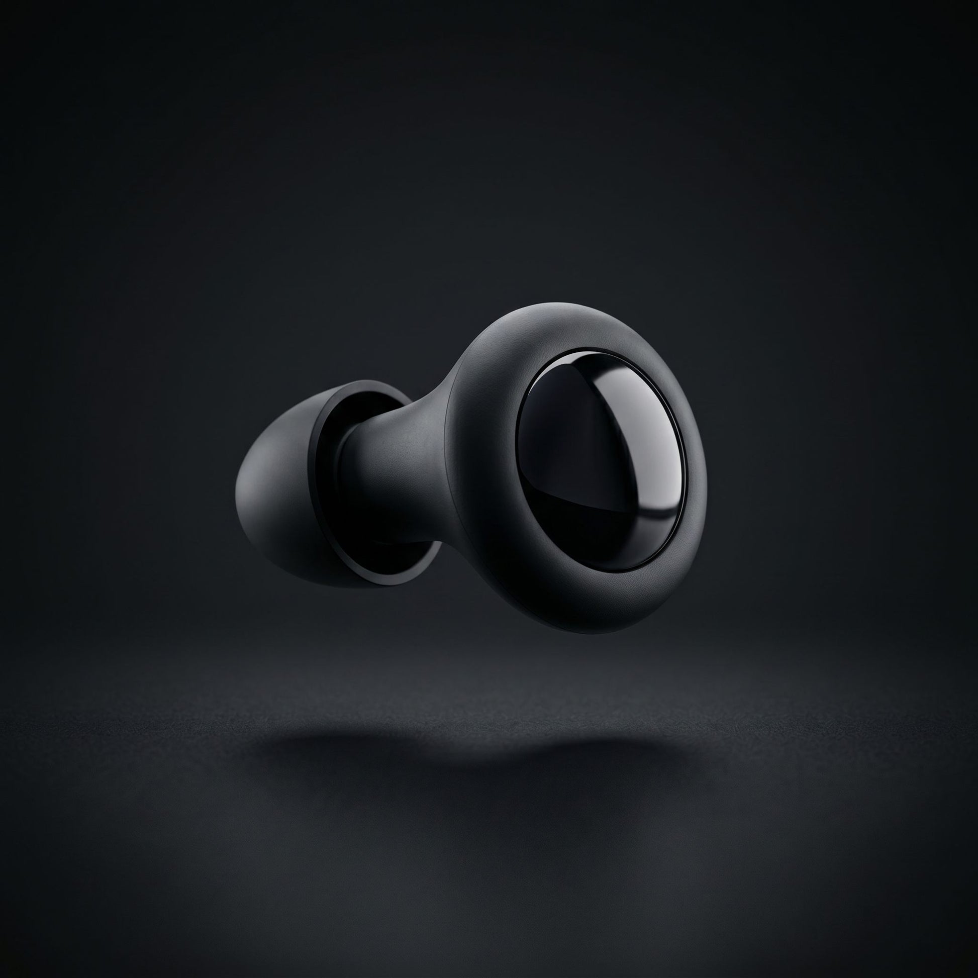 earplug closeup on dark background